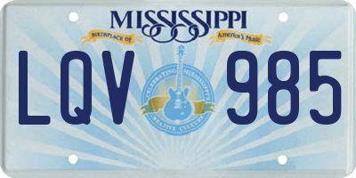 MS license plate LQV985