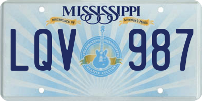 MS license plate LQV987
