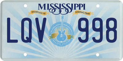 MS license plate LQV998