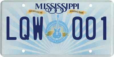 MS license plate LQW001