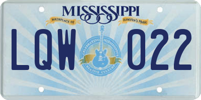 MS license plate LQW022