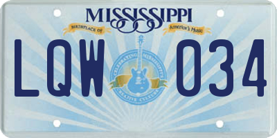 MS license plate LQW034