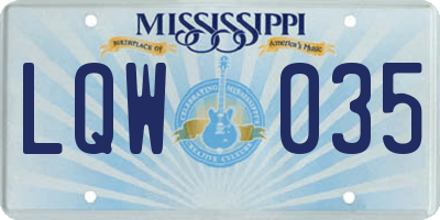 MS license plate LQW035