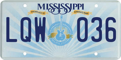 MS license plate LQW036