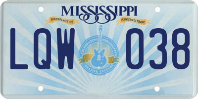 MS license plate LQW038
