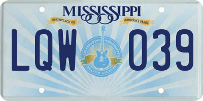 MS license plate LQW039