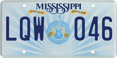 MS license plate LQW046