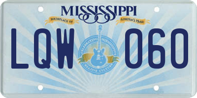 MS license plate LQW060