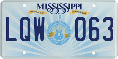 MS license plate LQW063