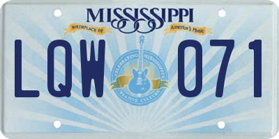 MS license plate LQW071