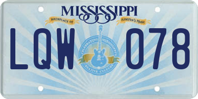 MS license plate LQW078