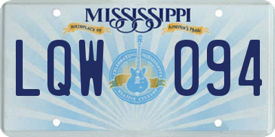MS license plate LQW094