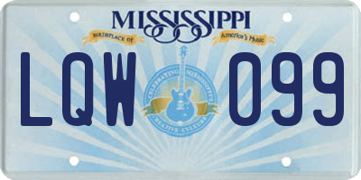 MS license plate LQW099