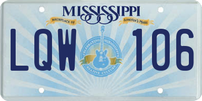 MS license plate LQW106