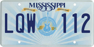 MS license plate LQW112