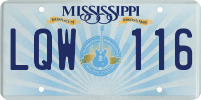 MS license plate LQW116