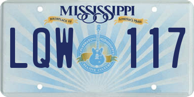 MS license plate LQW117