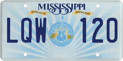 MS license plate LQW120