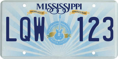 MS license plate LQW123