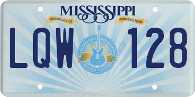 MS license plate LQW128