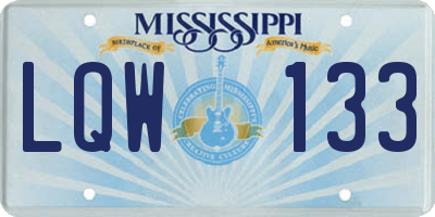 MS license plate LQW133