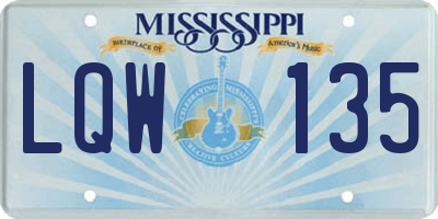 MS license plate LQW135