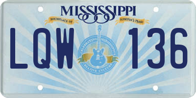 MS license plate LQW136