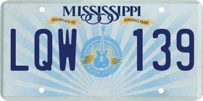 MS license plate LQW139
