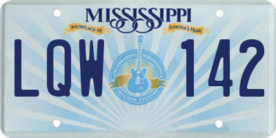 MS license plate LQW142
