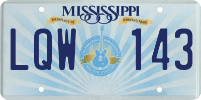 MS license plate LQW143