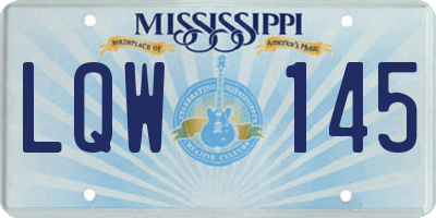 MS license plate LQW145
