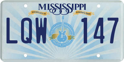 MS license plate LQW147