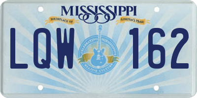 MS license plate LQW162