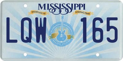 MS license plate LQW165