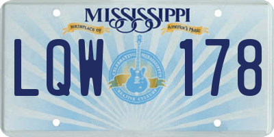 MS license plate LQW178