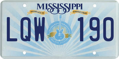MS license plate LQW190