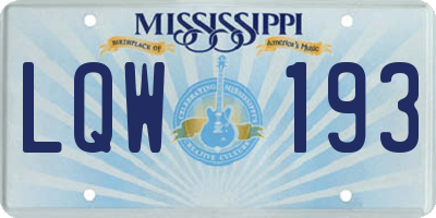 MS license plate LQW193