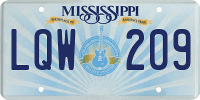 MS license plate LQW209