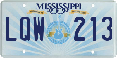 MS license plate LQW213
