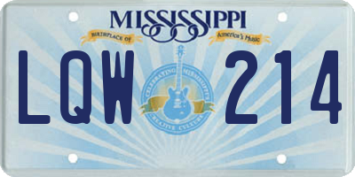 MS license plate LQW214