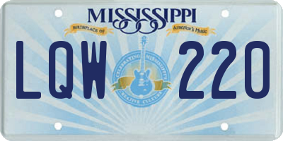 MS license plate LQW220