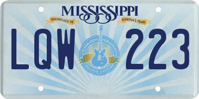 MS license plate LQW223