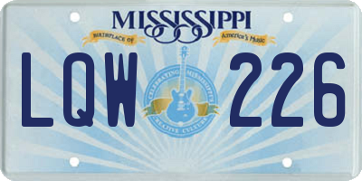MS license plate LQW226