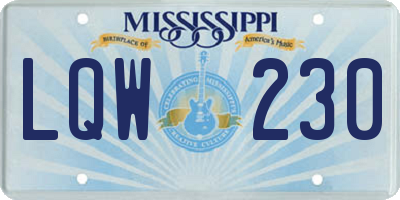 MS license plate LQW230