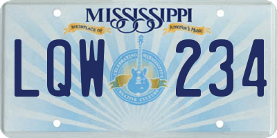 MS license plate LQW234