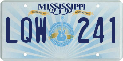 MS license plate LQW241