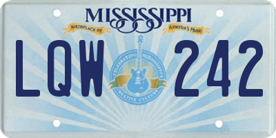 MS license plate LQW242