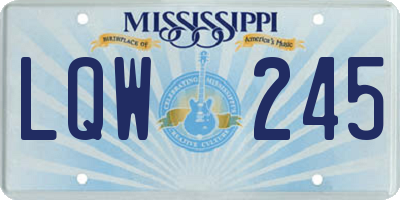 MS license plate LQW245