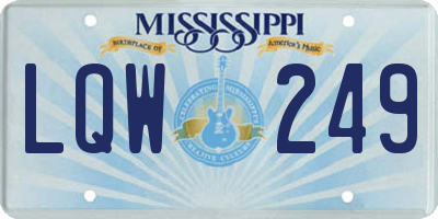 MS license plate LQW249