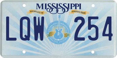 MS license plate LQW254